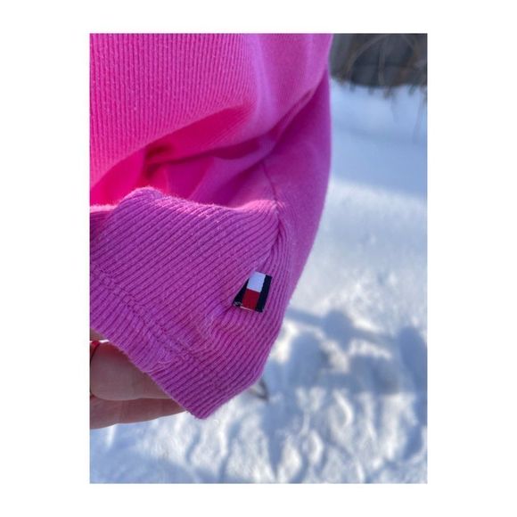 Tommy Hilfiger Sleepwear Sleep Shirt Hot Pink Ribbed Cotton 1/4 Button Up Short - Picture 5 of 9